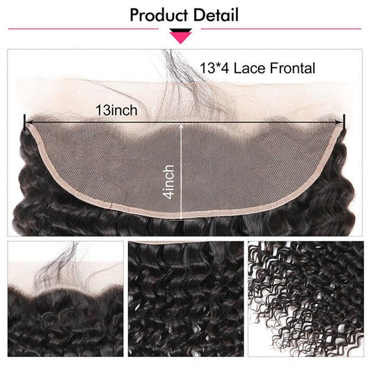 Deep Wave Human Hair 13x4 Lace Frontal Ear To Ear Lace Frontal