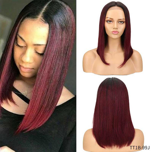 Abbily T1B/99J Ombre Color Curly/Straight/Body Wave Bob Wigs 13x4 Lace Frontal Wigs 