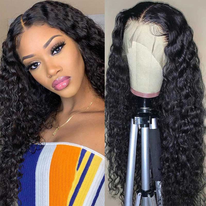 Abbily Water Wave Human Hair Wigs 13x6 Lace Frontal Affordable Brazilian Hair Wig