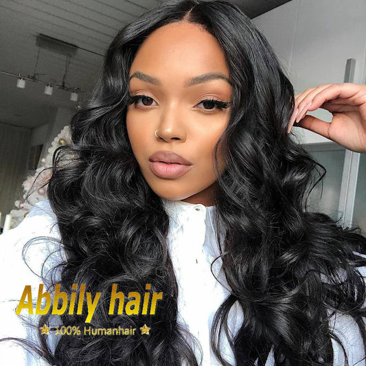 Abbily Body Wave Wig 4x4 Lace Closure Human Hair Wigs Natural Color