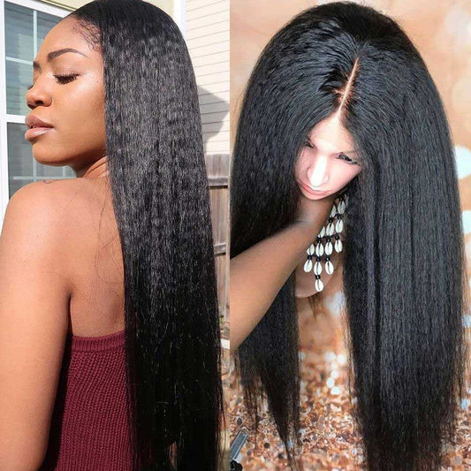 Abbily Human Hair Wigs Kinky Straight 360 Lace Frontal Wig 12-30 Inches 360 Lace Wig