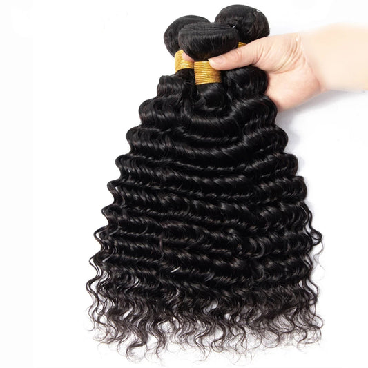 Abbily Brazilian Deep Wave Hair 3 Bundles High Quality 10A Human Hair Weave