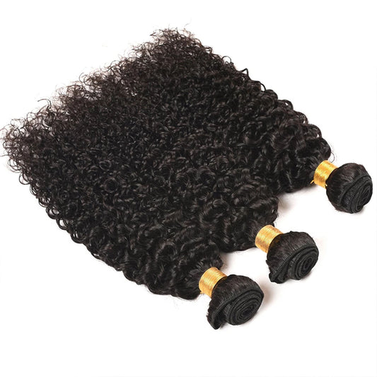 Abbily Kinky Curly Hair 3 Bundles Natural Black 100% Human Hair Weave