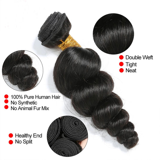 Loose Wave Weave 3 Bundles Brazilian Human Virgin Hair Bundles