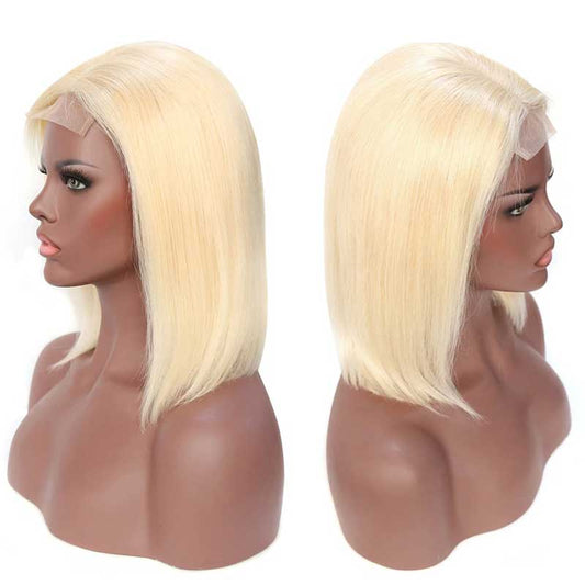 Abbily #613 4x4 Lace Closure Straight Bob Wig Human Blonde Color