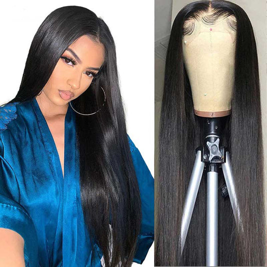 Abbily Human Hair Wigs Silk Straight 5X5 Lace Closure Wig Pre Plucked Affordable Human Hair Wigs