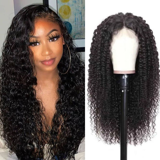 Abbily Jerry Curly 4x4 Lace Closure Pre-plucked Human Hair Wigs