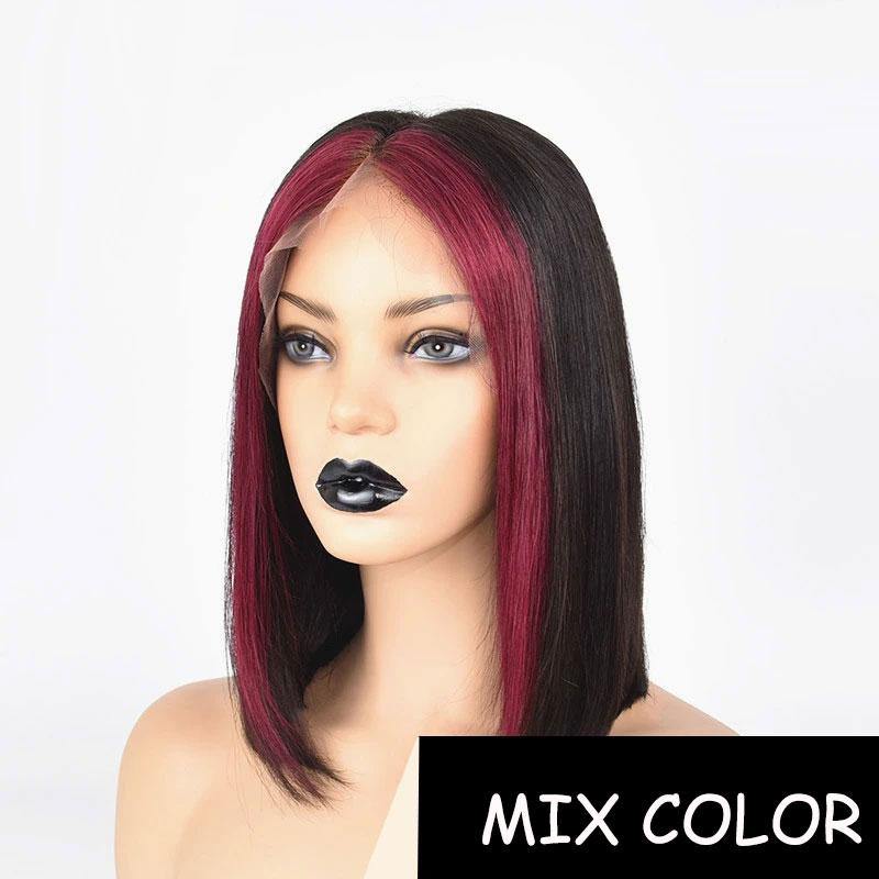 Abbily 1B/99J Mix Color Straight Bob Lace Front Wig - Abbily Hair