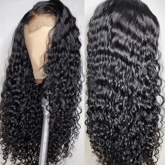 Abbily Human Hair Water Wave 13x4 Inch Lace Frontal Wig 180% Density
