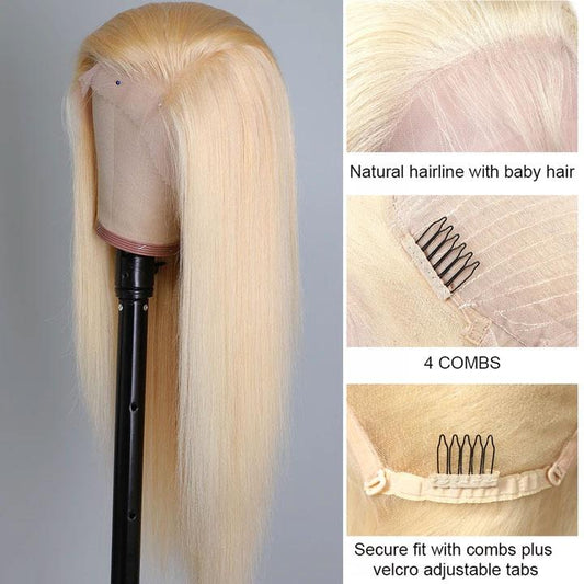 Abbily Human Hair Wigs 613 Blonde Color 360 Lace Frontal Wig Pre Plucked Natural Hairline