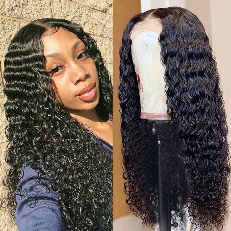 Abbily Deep Wave Virgin Hair Wig 13x4 Inch Lace Front Wigs Pre plucked