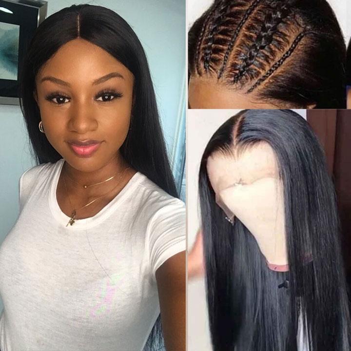 Fake Scalp Straight Lace Wig Pre-plucked Fake Scalp Lace Front Wigs