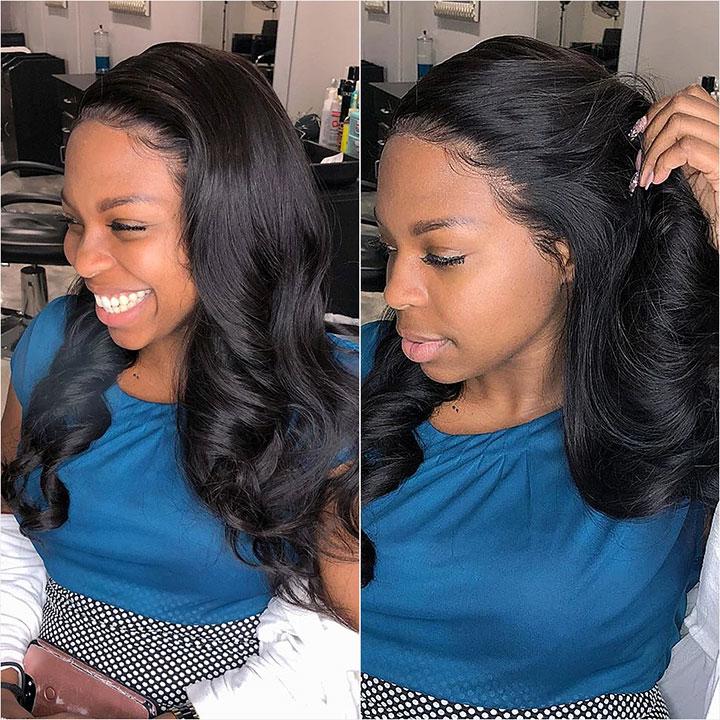 Loose Wave Full Lace Wig Pre Bleached Knots Real Virgin Human Hair