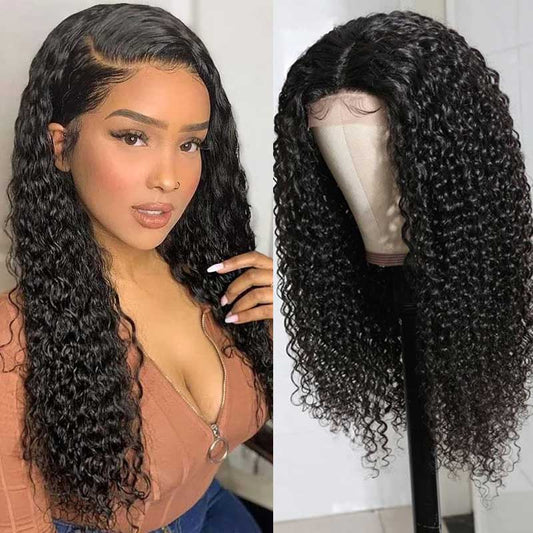 Abbily Jerry Curly 4x4 Lace Closure Pre-plucked Human Hair Wigs
