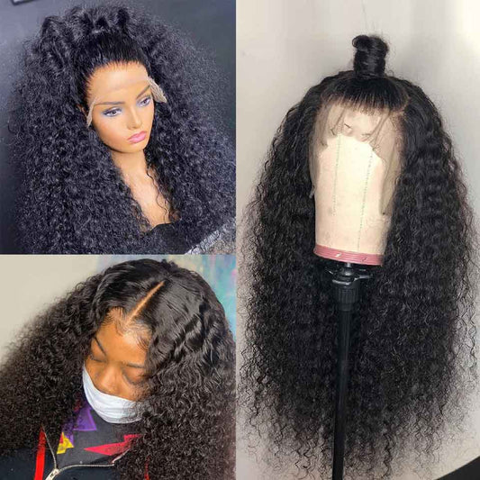 Abbily Jerry Curly 13x4 Inch Lace Frontal Wig Pre Plucked With Baby Hair Thick And Soft Wig