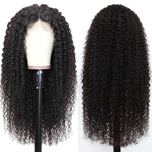 Abbily Kinky Curly Human Hair 4x4 Lace Closure Wig For Women