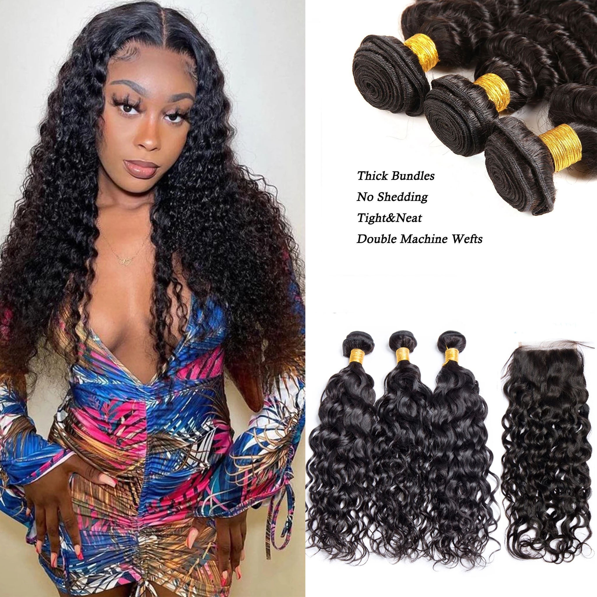Water Wave 3 Bundles With Closure Brazilian Lace 4x4 Closure With Free Part